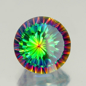 10.32캐럿 천연 탑 레인보우 미스틱 쿼츠, 라운드 컷, 14.12 mm, VS