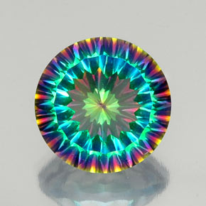 9.63캐럿 천연 탑 레인보우 미스틱 쿼츠, 라운드 컷, 14.16 mm, VVS-VS