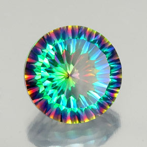 9.63캐럿 천연 탑 레인보우 미스틱 쿼츠, 라운드 컷, 14.16 mm, VVS-VS