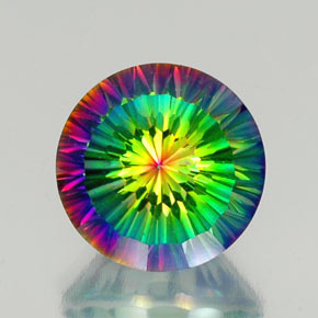 10.40캐럿 천연 탑 레인보우 미스틱 쿼츠, 라운드 컷, 14.16 mm, VVS
