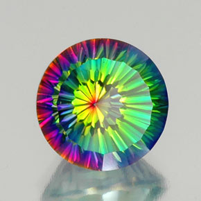 10.40캐럿 천연 탑 레인보우 미스틱 쿼츠, 라운드 컷, 14.16 mm, VVS