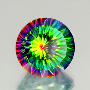 10.50캐럿 천연 탑 레인보우 미스틱 쿼츠, 라운드 컷, 14.16 mm, VS