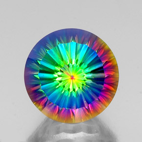 10.57캐럿 천연 탑 레인보우 미스틱 쿼츠, 라운드 컷, 14.08 mm, VVS-VS
