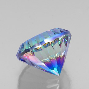 10.57캐럿 천연 탑 레인보우 미스틱 쿼츠, 라운드 컷, 14.08 mm, VVS-VS