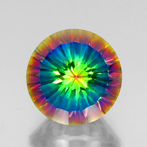 10.27캐럿 천연 탑 레인보우 미스틱 쿼츠, 라운드 컷, 14.13 mm, VVS