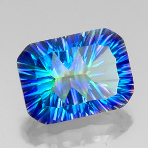 10.56캐럿 천연 탑 레인보우 미스틱 쿼츠, 에메랄드 컷, 16×11.9 mm, VS