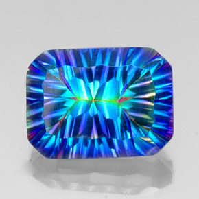 10.24캐럿 천연 탑 레인보우 미스틱 쿼츠, 에메랄드 컷, 16×12 mm, VS