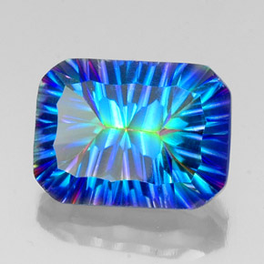 10.24캐럿 천연 탑 레인보우 미스틱 쿼츠, 에메랄드 컷, 16×12 mm, VS