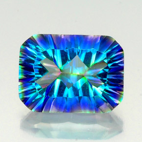 10.29캐럿 천연 탑 레인보우 미스틱 쿼츠, 에메랄드 컷, 16.1×12 mm, VS-SI