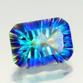 10.29캐럿 천연 탑 레인보우 미스틱 쿼츠, 에메랄드 컷, 16.1×12 mm, VS-SI