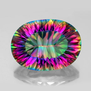 12.22캐럿 천연 탑 레인보우 미스틱 쿼츠, 타원형 컷, 18.3×13.3 mm, VVS