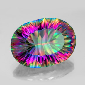 12.22캐럿 천연 탑 레인보우 미스틱 쿼츠, 타원형 컷, 18.3×13.3 mm, VVS