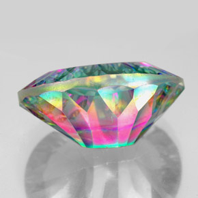 12.22캐럿 천연 탑 레인보우 미스틱 쿼츠, 타원형 컷, 18.3×13.3 mm, VVS