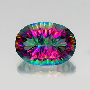 12.84캐럿 천연 탑 레인보우 미스틱 쿼츠, 타원형 컷, 18.2×13 mm, VS