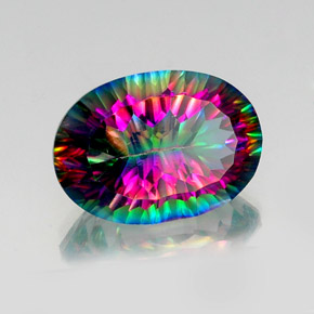 12.84캐럿 천연 탑 레인보우 미스틱 쿼츠, 타원형 컷, 18.2×13 mm, VS