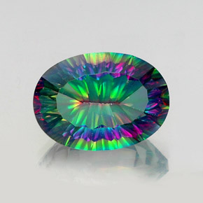13.48캐럿 천연 탑 레인보우 미스틱 쿼츠, 타원형 컷, 18.2×13 mm, VS