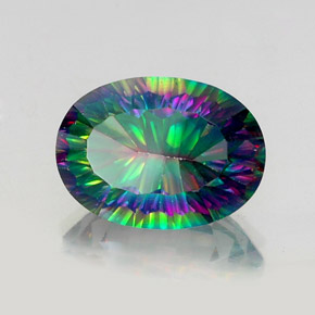 13.48캐럿 천연 탑 레인보우 미스틱 쿼츠, 타원형 컷, 18.2×13 mm, VS