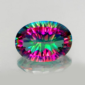 11.58캐럿 천연 탑 레인보우 미스틱 쿼츠, 타원형 컷, 18.1×13 mm, VVS-VS