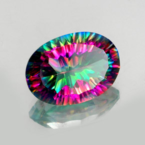 11.58캐럿 천연 탑 레인보우 미스틱 쿼츠, 타원형 컷, 18.1×13 mm, VVS-VS