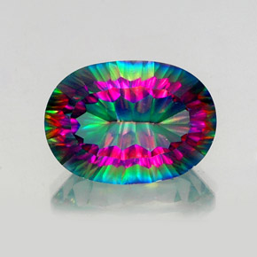 14.23캐럿 천연 탑 레인보우 미스틱 쿼츠, 타원형 컷, 18.2×13.1 mm, VS