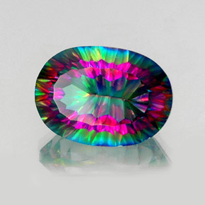 14.23캐럿 천연 탑 레인보우 미스틱 쿼츠, 타원형 컷, 18.2×13.1 mm, VS
