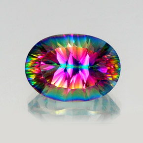13.04캐럿 천연 탑 레인보우 미스틱 쿼츠, 타원형 컷, 18.2×13 mm, VS