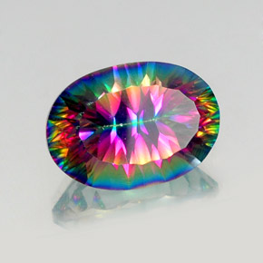 13.04캐럿 천연 탑 레인보우 미스틱 쿼츠, 타원형 컷, 18.2×13 mm, VS