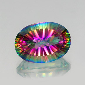 13.12캐럿 천연 탑 레인보우 미스틱 쿼츠, 타원형 컷, 18.1×13 mm, VVS-VS