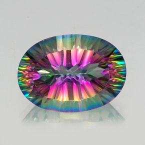 13.09캐럿 천연 탑 레인보우 미스틱 쿼츠, 타원형 컷, 18.1×13 mm, VVS-VS