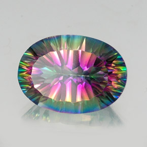 13.09캐럿 천연 탑 레인보우 미스틱 쿼츠, 타원형 컷, 18.1×13 mm, VVS-VS