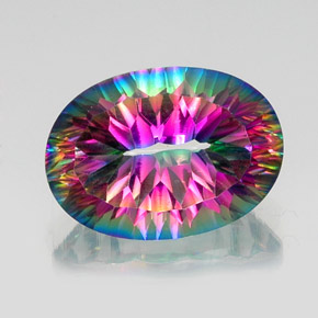 13.49캐럿 천연 탑 레인보우 미스틱 쿼츠, 타원형 컷, 18.1×13 mm, VVS-VS
