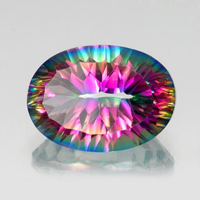 13.49캐럿 천연 탑 레인보우 미스틱 쿼츠, 타원형 컷, 18.1×13 mm, VVS-VS
