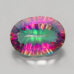 11.71캐럿 천연 탑 레인보우 미스틱 쿼츠, 타원형 컷, 18.1×13 mm, VVS-VS