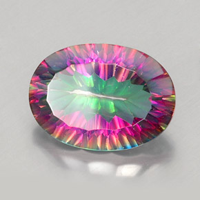 11.71캐럿 천연 탑 레인보우 미스틱 쿼츠, 타원형 컷, 18.1×13 mm, VVS-VS