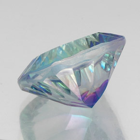 21.72캐럿 천연 탑 레인보우 미스틱 쿼츠, 쿠션 컷, 17.9×17.8 mm, VVS-VS