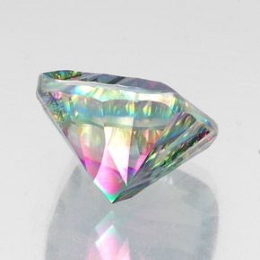 15.58캐럿 천연 탑 레인보우 미스틱 쿼츠, 쿠션 컷, 16.2×16.2 mm, VVS