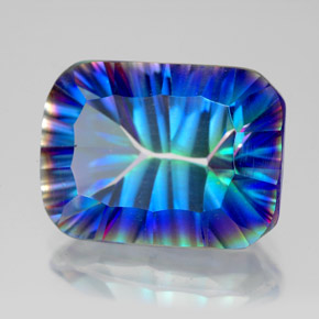 10.01캐럿 천연 탑 레인보우 미스틱 쿼츠, 에메랄드 컷, 16×12 mm, VVS-VS