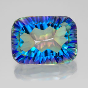 10.14캐럿 천연 탑 레인보우 미스틱 쿼츠, 에메랄드 컷, 16.1×11.9 mm, VVS-VS