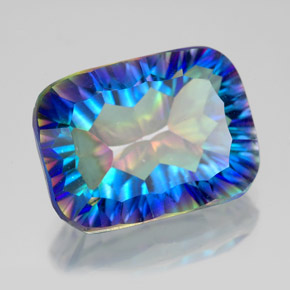 10.14캐럿 천연 탑 레인보우 미스틱 쿼츠, 에메랄드 컷, 16.1×11.9 mm, VVS-VS