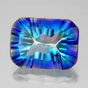 11.00캐럿 천연 탑 레인보우 신비한 석영, 에메랄드 컷, VVS-VS