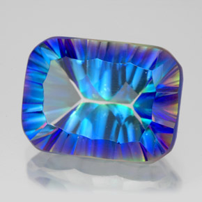11.18캐럿 천연 탑 레인보우 미스틱 쿼츠, 에메랄드 컷, 16.1×12 mm, VVS-VS
