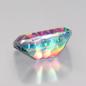 18.37캐럿 천연 탑 레인보우 미스틱 쿼츠, 쿠션 컷, 20.1×15 mm, VVS