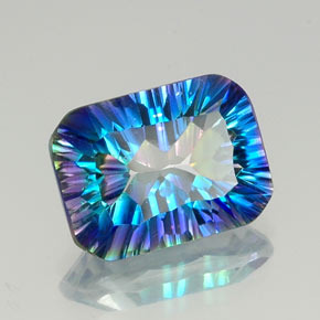 10.19캐럿 천연 탑 레인보우 미스틱 쿼츠, 에메랄드 컷, 16×11.9 mm, VVS-VS