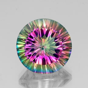 11.14캐럿 천연 탑 레인보우 미스틱 쿼츠, 라운드 컷, 15.21 mm, VVS-VS