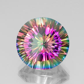 11.14캐럿 천연 탑 레인보우 미스틱 쿼츠, 라운드 컷, 15.21 mm, VVS-VS