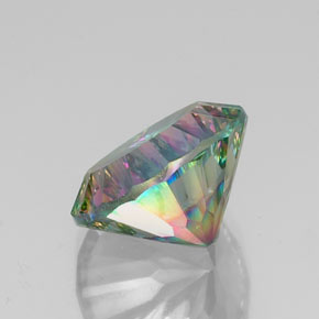 11.14캐럿 천연 탑 레인보우 미스틱 쿼츠, 라운드 컷, 15.21 mm, VVS-VS