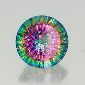 12.15캐럿 천연 탑 레인보우 미스틱 쿼츠, 라운드 컷, 15.15 mm, SI