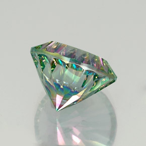 12.15캐럿 천연 탑 레인보우 미스틱 쿼츠, 라운드 컷, 15.15 mm, SI