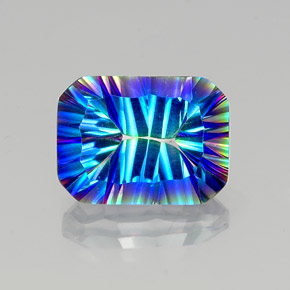 10.64캐럿 천연 탑 레인보우 미스틱 쿼츠, 에메랄드 컷, 16.1×12 mm, VVS