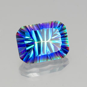 10.64캐럿 천연 탑 레인보우 미스틱 쿼츠, 에메랄드 컷, 16.1×12 mm, VVS